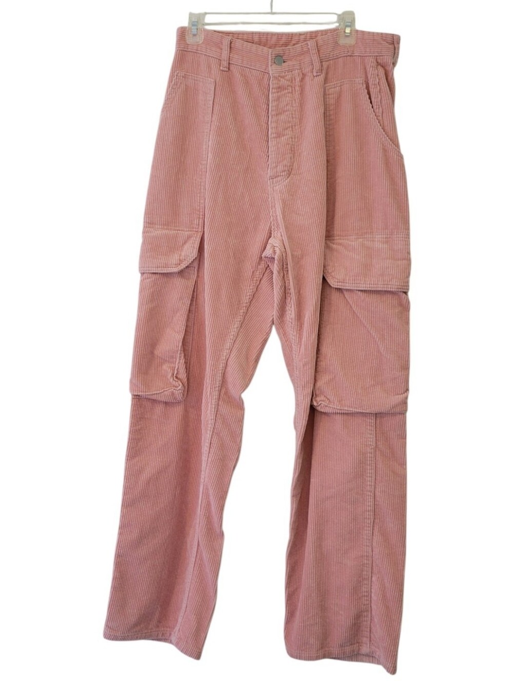 MNML Mens 100% Cotton Pink Corduroy Cargo Pants Size 30